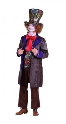 T2262-XL braun-bunt Herren bunter Hutmacher Anzug Mad Hatter Gr.XL - 1