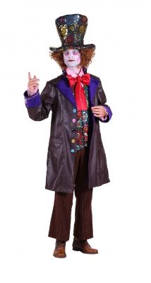 T2262 braun-bunt Herren bunter Hutmacher Anzug Mad Hatter - 0