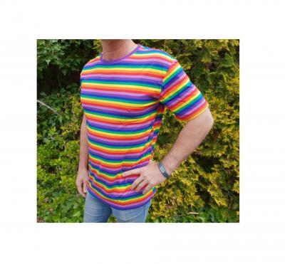 T2595-9900-XXL bunt Damen-Herren Kurzarm Ringelhemd Rainbow Clown Gr.XXL - 1