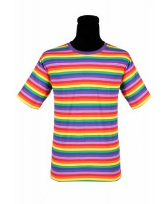 T2595-9900 bunt Damen-Herren Kurzarm Ringelhemd Rainbow Clown - 0