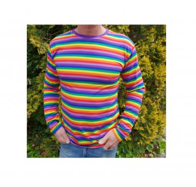 T2594-9900-L bunt Damen-Herren Langarm Ringelhemd Rainbow Clown Gr.L - 1