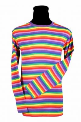 T2594-9900 bunt Damen-Herren Langarm Ringelhemd Rainbow Clown - 0