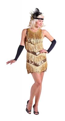 T2086-1400 gold Damen Pailletten Kleid Charlestonkleid