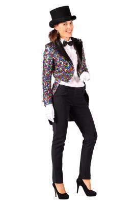 T2453-9901 bunt Multicolor Damen Pailletten Frack-Jacke Partykostüm - 1