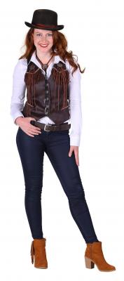 T2286-1300 braun Damen Cowgirl Weste Country Weste - 1