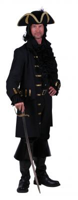 T1860-0100-S schwarz Herren Piraten Jacke lang Barock Mantel Gr.S - 1