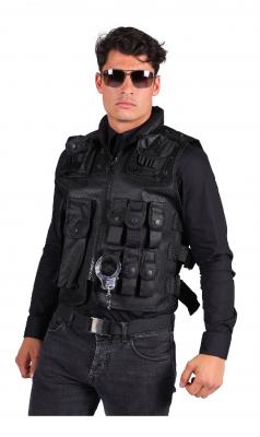 T2962-0100 schwarz Damen Herren SWAT Weste Polizei Kostüm - 2