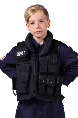T2962/T2963-0100 schwarz Kinder Damen Herren SWAT Weste Polizei Kostüm - 3