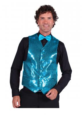T0978-1500 türkis Herren Pailletten Weste Show Kostüm