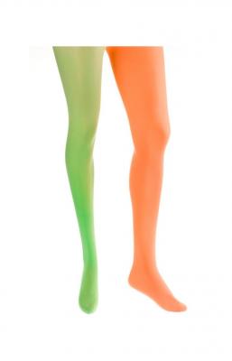 W50014 grün-orange Kinder Damen Strumpfhose Hippy Kostüm