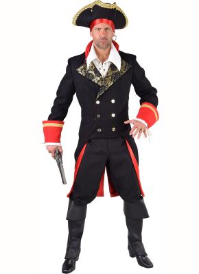 M217203 schwarz-rot Herren Pirat Offiziers Admiral Mantel-Jacke Napoleon - 0