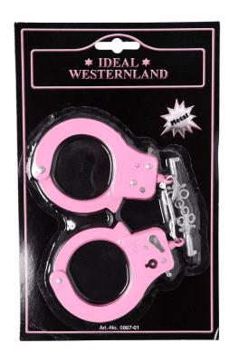O46123 rosa Kinder Damen Polizei Handschellen Scherzartikel - 2