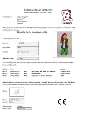 M220025 Auslauf bunt Baby Kinder Zwergen-Kobold Kostüm Gnom Wichtel - 1