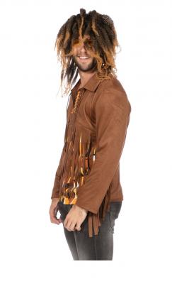 W5335-54 braun-bunt Herren Hippie Bluse-Hemd Party Kostüm Gr.54 - 1