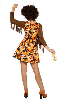 W4337-44 braun-bunt Damen Hippie Kostüm Kleid Gr.44 - 2