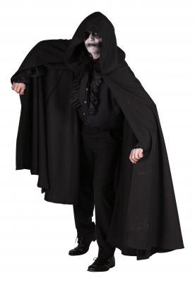 T2414 schwarz Damen Herren Umhang mit Kapuze Cape 
