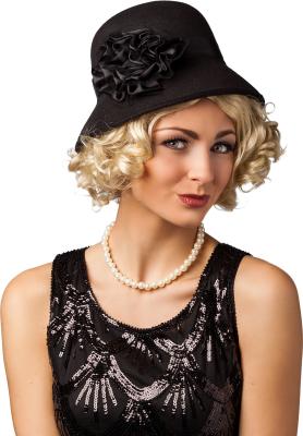 O23669 schwarz Damen Chareston Hut 20er Jahre
