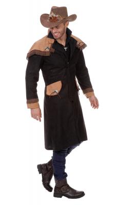 W5197 schwarz-beige Herren Cowboy Mantel-Jacke - 1
