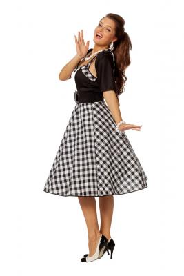 W4149-48 schwarz-weiß Damen Petticoatkleid Boogie Woogie Rock n Roll Gr.48 - 1