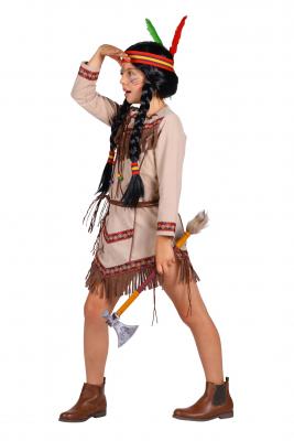 T3280-116-128 beige langarm Kinder Mädchen Indianerin Gr.116-128 - 2