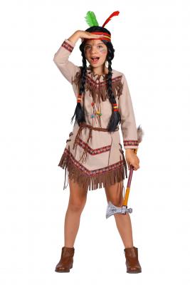 T3280 beige langarm Kinder Mädchen Indianerin - 0