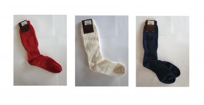 G4295 creme-weiß Damen Herren Stulpen mit Fuß Strick Strümpfe - 2