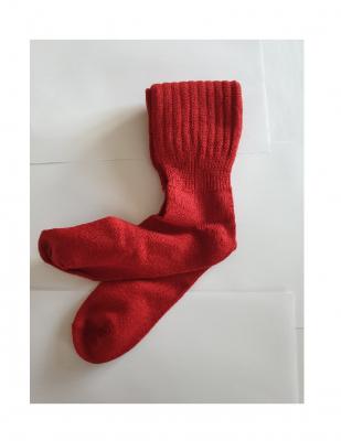 G4295-35-38 rot Damen Stulpen mit Fuß Strick Strümpfe Gr.35-38 - 1