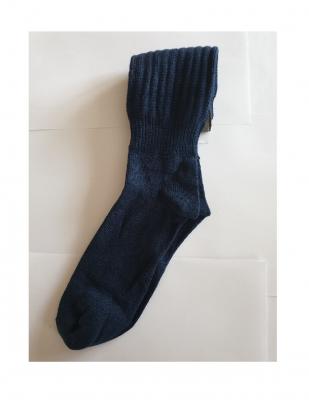 G4295-39-42 dunkel-blau Damen Herren Stulpen mit Fuß Strick Strümpfe Gr.39-42 - 1