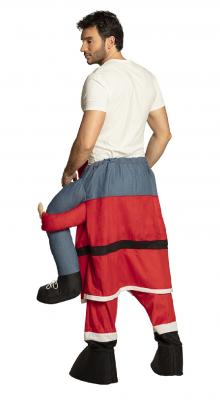 B13441-L-XL rot-weiß Damen Herren Weihnachtsmann CARRY ME Huckepack trag mich Kostüm Gr.L-XL - 1