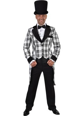 M220287-XS schwarz-weiß kariert Herren Frack Clown Pierrot Gr.XS=46 - 1