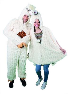 Oh3051-165-175 beige Damen-Herren Lama Overall Kostüm Gr.165-175 cm - 2