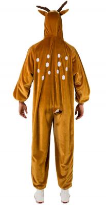 O7452 braun-weiß Damen Herren Reh Kostüm-Overall mit Kapuze - 2