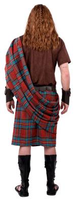 O7971-50-52 rot-blau-kariert-braun Herren Highlander Kostüm Deluxe 4-teilig Gr.50-52 - 2