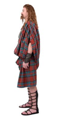 O7971-54-56 rot-blau-kariert-braun Herren Highlander Kostüm Deluxe 4-teilig Gr.54-56 - 1