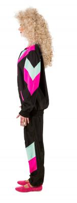 O9461 schwarz-pink Damen Herren 80er Jahre Jogginganzug Sportanzug - 3