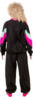 O9461 schwarz-pink Damen Herren 80er Jahre Jogginganzug Sportanzug - 4