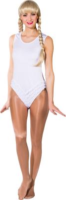 O40146-S-M weiß Damen elastischer Seamless-Body mit Rüschen und Häkchenverschluss Gr.S-M - 1