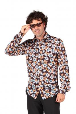 T2549-HAFL-M mehrfarbig Herren Disco Hippie Bluse-Hemd Party Kostüm Hawaii Gr.M=50 - 1