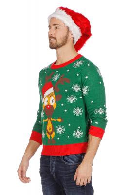 W7815-S grün Damen Herren Weihnachtspulli mit Rentier Gr.S - 2