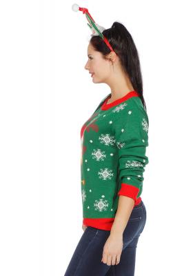 W7815-S grün Damen Herren Weihnachtspulli mit Rentier Gr.S - 5