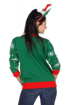 W7815-XL grün Damen Herren Weihnachtspulli mit Rentier Gr.XL - 3