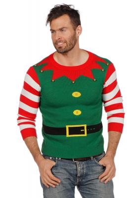 W7823-S grün Damen Herren Weihnachtspulli Elfe Elfen Gr.S - 1