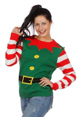 W7823-S grün Damen Herren Weihnachtspulli Elfe Elfen Gr.S - 2