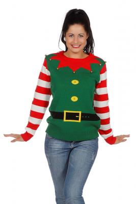 W7823-M grün Damen Herren Weihnachtspulli Elfe Elfen Gr.M - 4