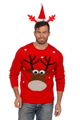 W7822-XXL rot Damen Herren Weihnachtspulli Rentier Gr.XXL - 2