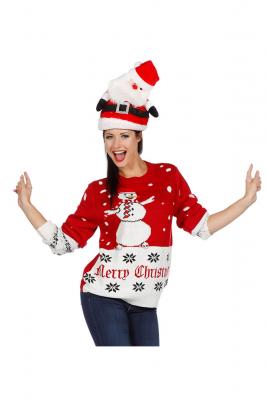W7820-XXL rot Damen Herren Weihnachtspulli Schneemann Gr.XXL - 1