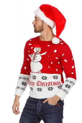 W7820-XXL rot Damen Herren Weihnachtspulli Schneemann Gr.XXL - 3