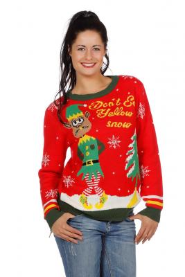 W7819-S rot Damen Herren Weihnachtspulli Weihnachtselfe Gr.S - 1