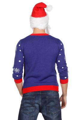 W7818-L blau Damen Herren Weihnachtspulli Rocking Santa Gr.L - 3