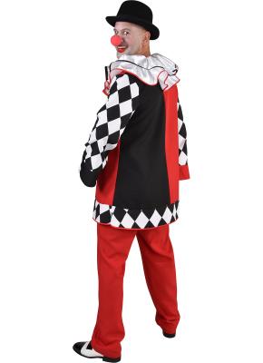M220288-S-M schwarz-rot-weiß Herren Pierrot Clown Kasper Harlekino Kostüm Gr.S-M=48-52 - 1